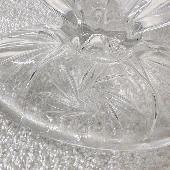 Vintage  Cut Crystal Pinwheel Star Pattern 3 Arm Candle Holder Candelabra - Picture 4 of 15